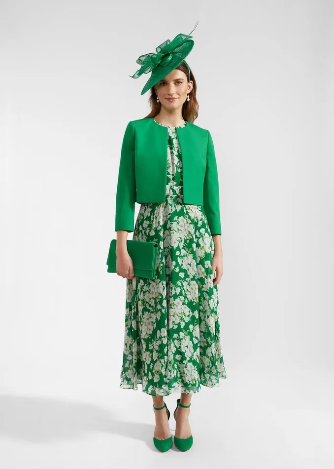 Women Bronwyn Silk Midi Dress Green Multi Hobbs Dresses and Jumpsuits