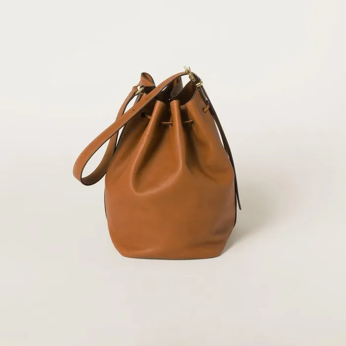 Women Bucket Bags Miu Miu Leather Bucket Bag Cognac Women Bucket Bags Miu Miu Leather Bucket Bag Cognac