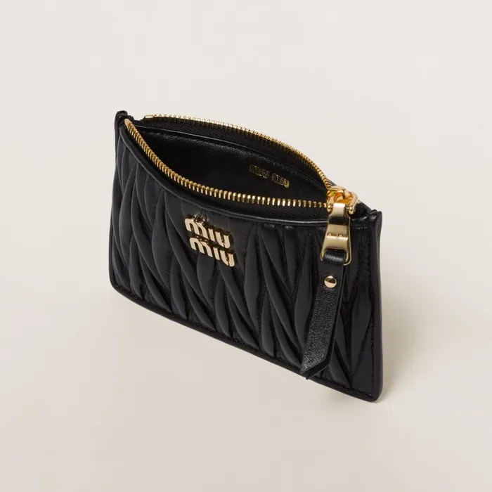 Women Card Holders Miu Miu Matelass Nappa Leather Envelope Wallet Black Women Card Holders Miu Miu Matelass Nappa Leather Envelope Wallet Black