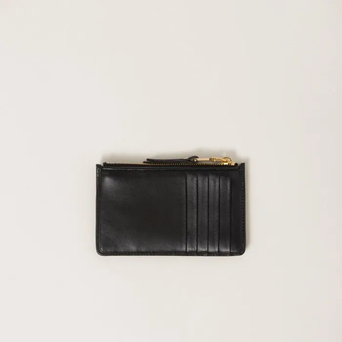 Women Card Holders Miu Miu Matelass Nappa Leather Envelope Wallet Black Women Card Holders Miu Miu Matelass Nappa Leather Envelope Wallet Black