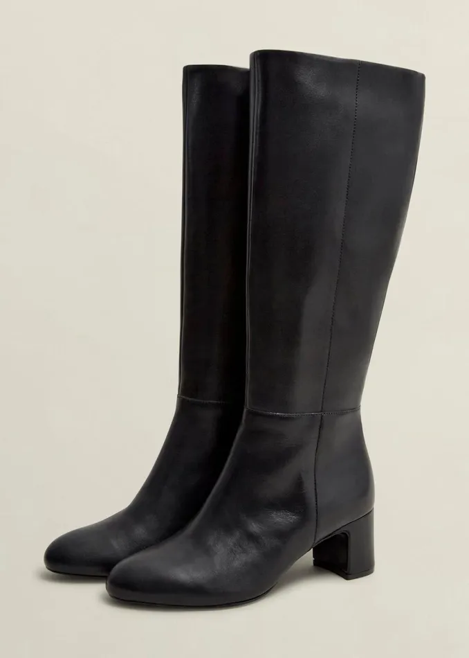 Women Caroline Leather Knee Boots Black Hobbs Boots