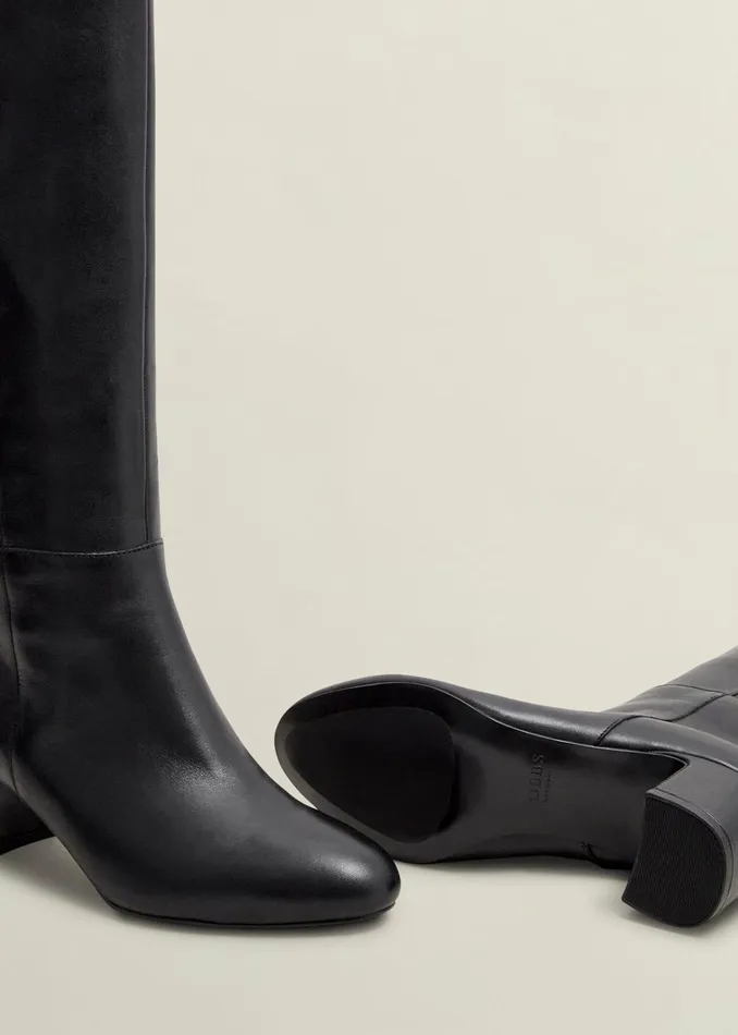 Women Caroline Leather Knee Boots Black Hobbs Boots