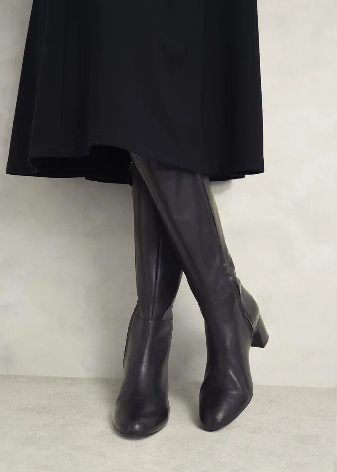 Women Caroline Leather Knee Boots Black Hobbs Boots