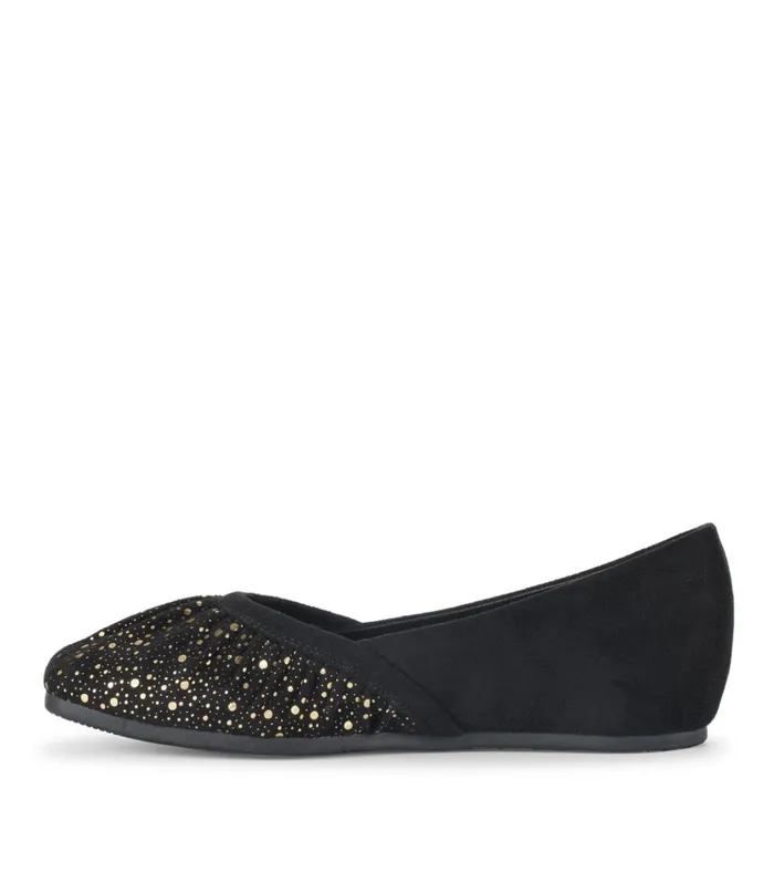 Women Charlie Flat Blackold Gold Baretraps Flats and Loafers