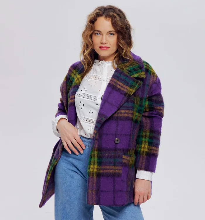 Women Checked Coat 8211 Multicolour Print Promod Coats