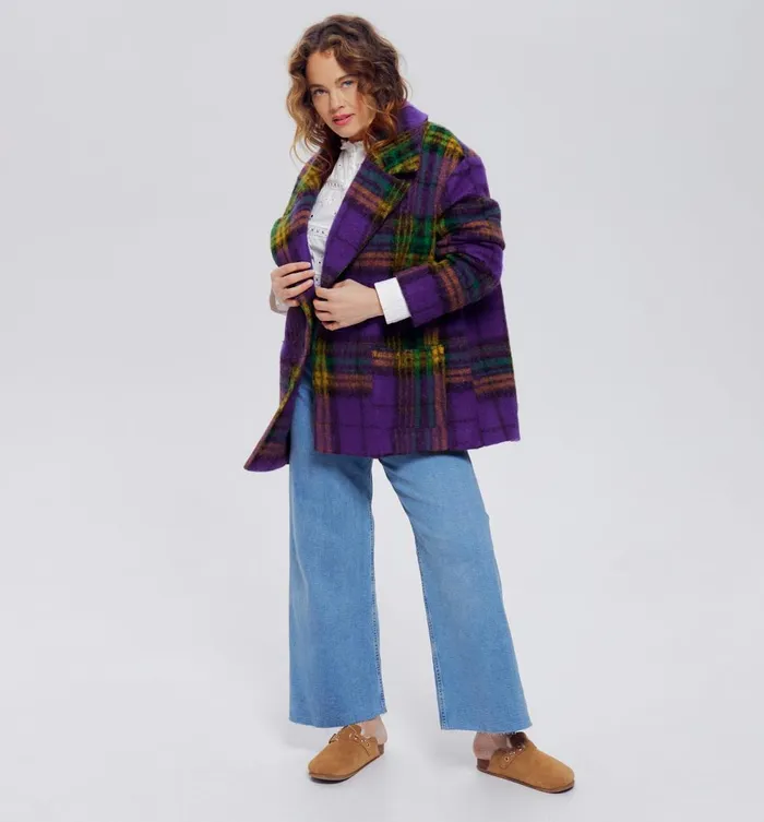 Women Checked Coat 8211 Multicolour Print Promod Coats Women Checked Coat 8211 Multicolour Print Promod Coats