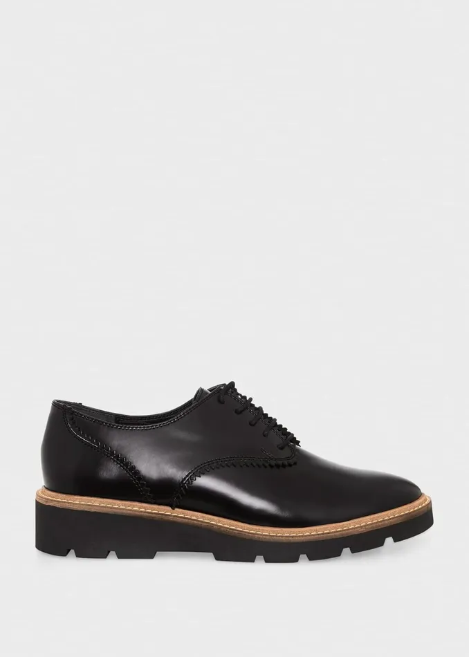 Women Chelsey LaceUp Black Hobbs Flats