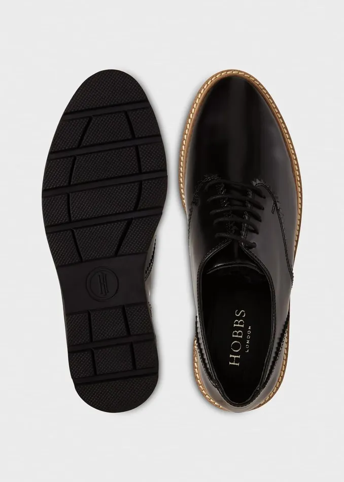 Women Chelsey LaceUp Black Hobbs Flats