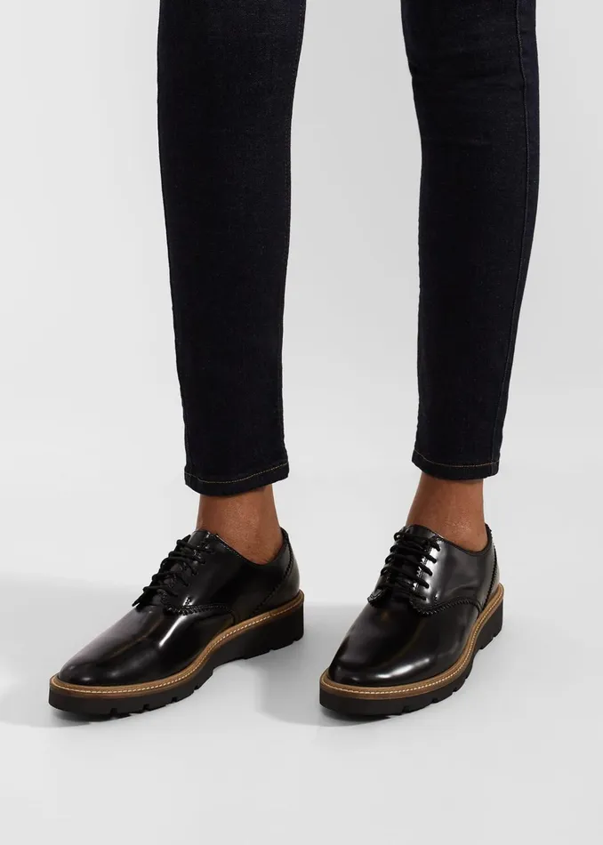 Women Chelsey LaceUp Black Hobbs Flats
