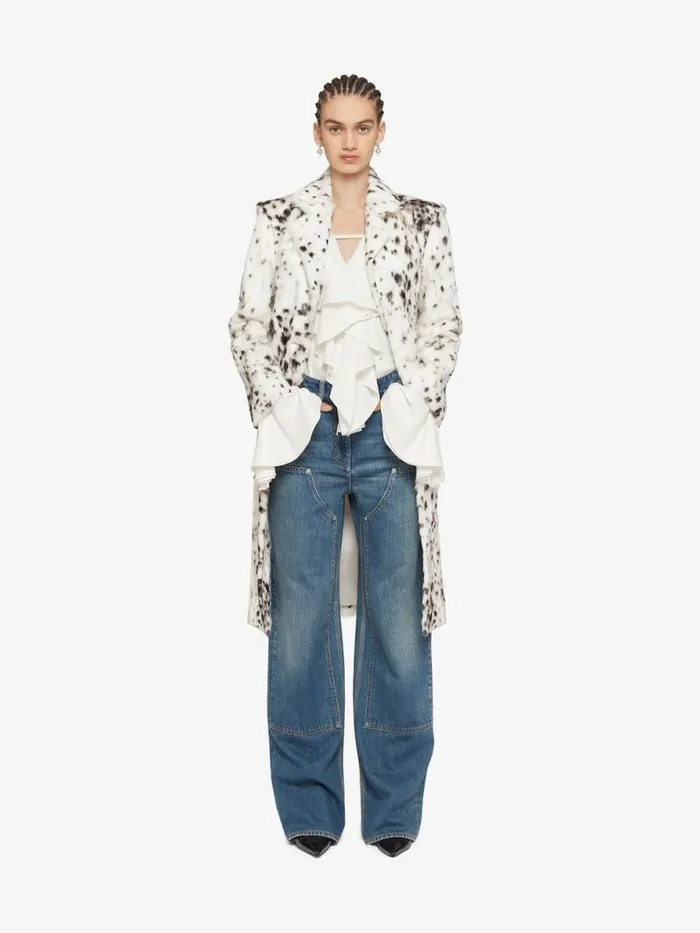 Women Coats and Jackets Givenchy Coat In Fur With Snow Leopard Print Ivoryblack