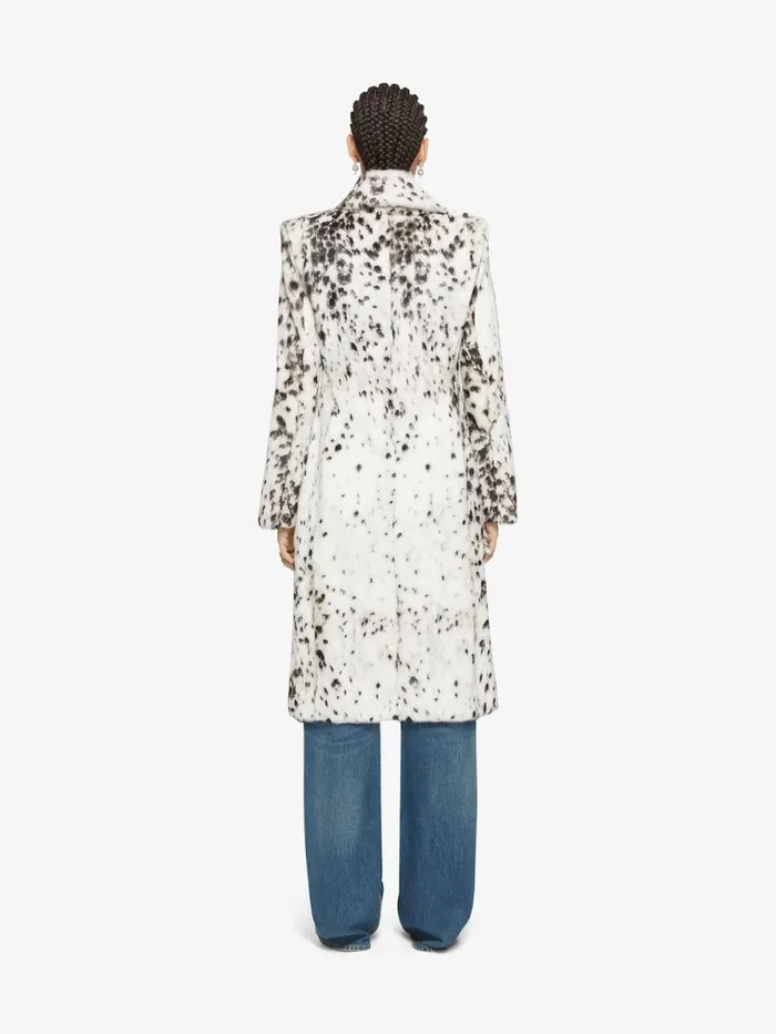 Women Coats and Jackets Givenchy Coat In Fur With Snow Leopard Print Ivoryblack