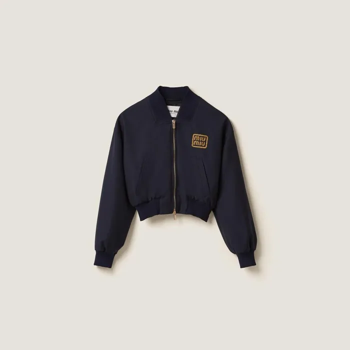 Women Coats And Jackets Miu Miu Batavia Bomber Jacket Navy