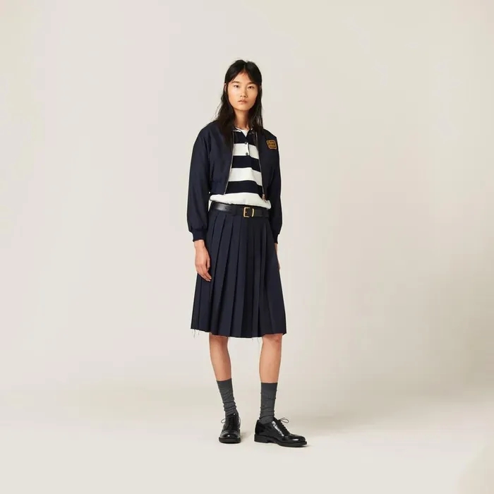 Women Coats And Jackets Miu Miu Batavia Bomber Jacket Navy