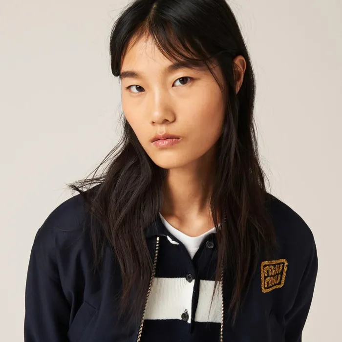 Women Coats And Jackets Miu Miu Batavia Bomber Jacket Navy