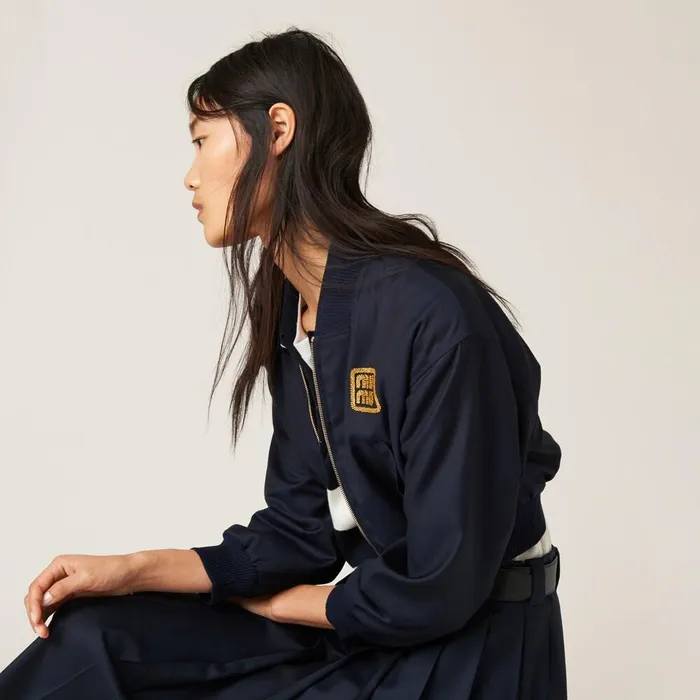 Women Coats And Jackets Miu Miu Batavia Bomber Jacket Navy
