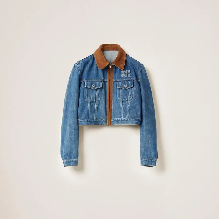 Women Coats And Jackets Miu Miu Denim Blouson Jacket Navy