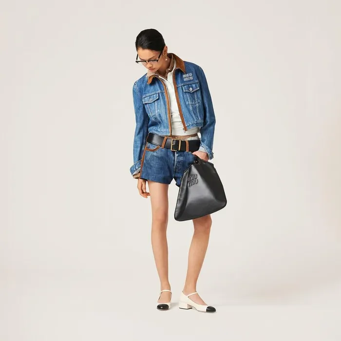 Women Coats And Jackets Miu Miu Denim Blouson Jacket Navy Women Coats And Jackets Miu Miu Denim Blouson Jacket Navy
