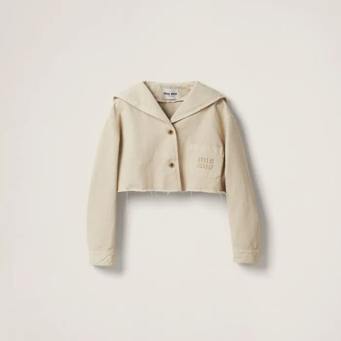 Women Coats And Jackets Miu Miu Gabardine Blouson Jacket Chalk White