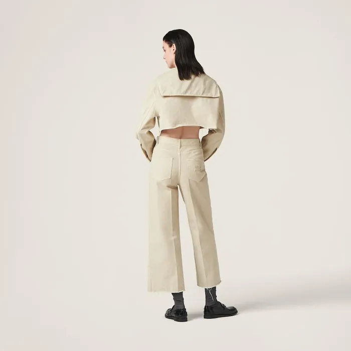 Women Coats And Jackets Miu Miu Gabardine Blouson Jacket Chalk White Women Coats And Jackets Miu Miu Gabardine Blouson Jacket Chalk White