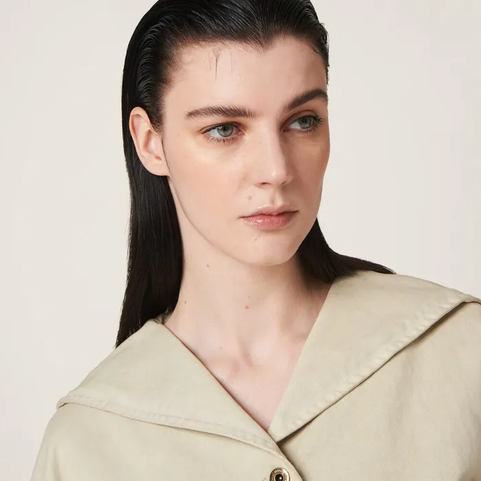 Women Coats And Jackets Miu Miu Gabardine Blouson Jacket Chalk White Women Coats And Jackets Miu Miu Gabardine Blouson Jacket Chalk White