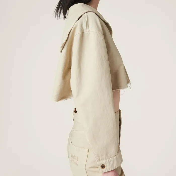 Women Coats And Jackets Miu Miu Gabardine Blouson Jacket Chalk White Women Coats And Jackets Miu Miu Gabardine Blouson Jacket Chalk White