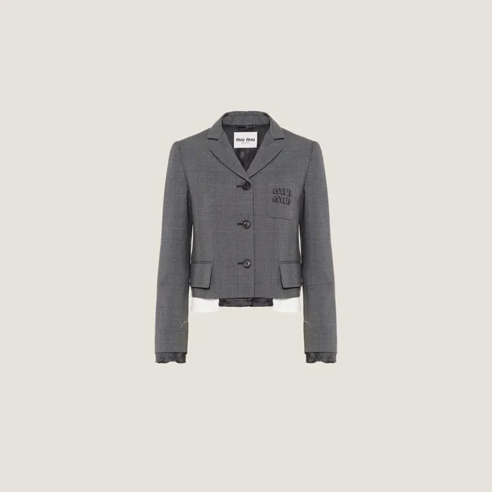 Women Coats And Jackets Miu Miu Singlebreasted Prince Of Wales Check Jacket Slate Gray
