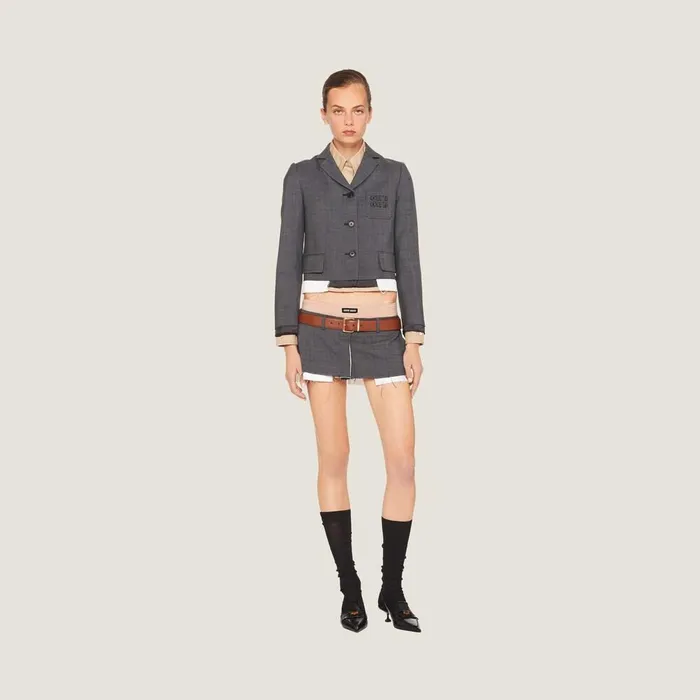 Women Coats And Jackets Miu Miu Singlebreasted Prince Of Wales Check Jacket Slate Gray Women Coats And Jackets Miu Miu Singlebreasted Prince Of Wales Check Jacket Slate Gray