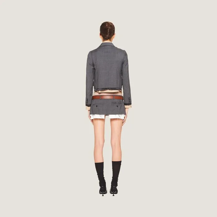 Women Coats And Jackets Miu Miu Singlebreasted Prince Of Wales Check Jacket Slate Gray Women Coats And Jackets Miu Miu Singlebreasted Prince Of Wales Check Jacket Slate Gray