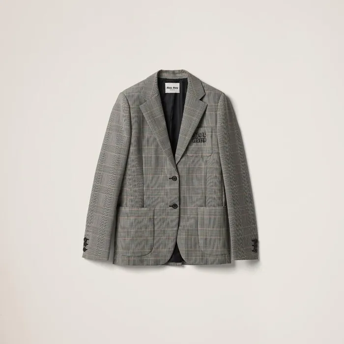 Women Coats And Jackets Miu Miu Singlebreasted Prince Of Wales Checked Jacket Cinnamon