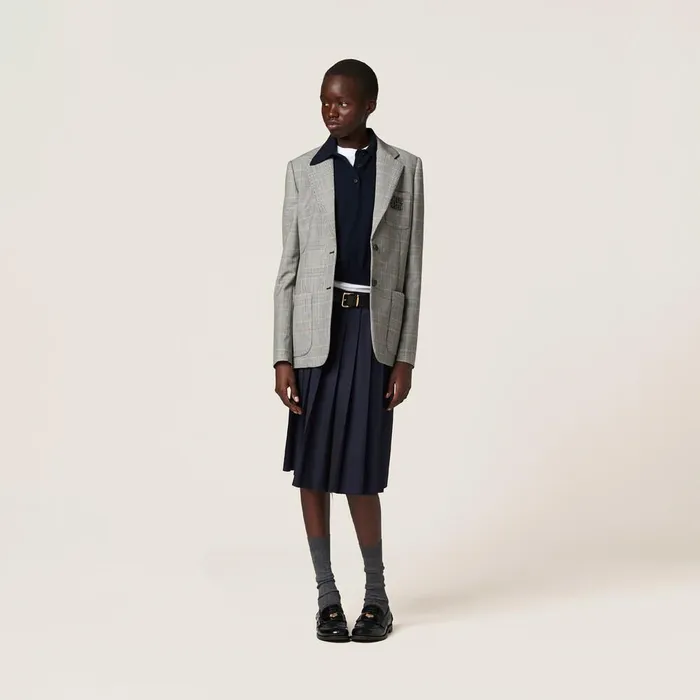 Women Coats And Jackets Miu Miu Singlebreasted Prince Of Wales Checked Jacket Cinnamon Women Coats And Jackets Miu Miu Singlebreasted Prince Of Wales Checked Jacket Cinnamon