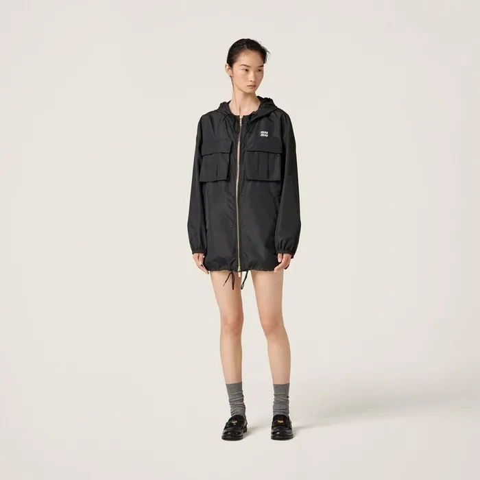 Women Coats And Jackets Miu Miu Technical Fabric Blouson Jacket Black Women Coats And Jackets Miu Miu Technical Fabric Blouson Jacket Black