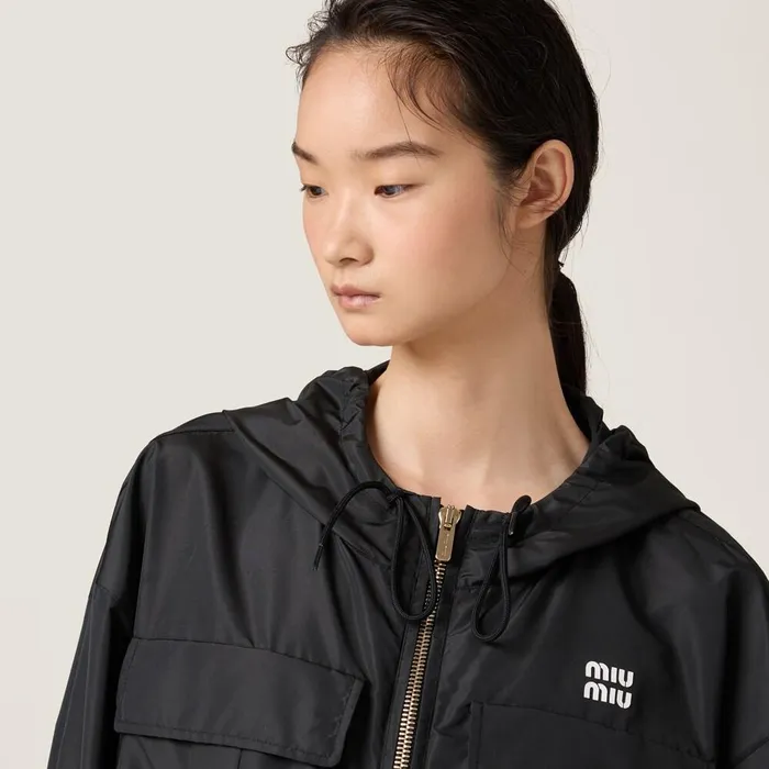 Women Coats And Jackets Miu Miu Technical Fabric Blouson Jacket Black Women Coats And Jackets Miu Miu Technical Fabric Blouson Jacket Black