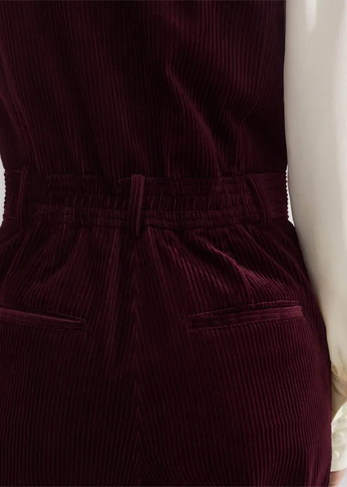 Women Cord WideLeg Layering Jumpsuit Deep Merlot MEEM