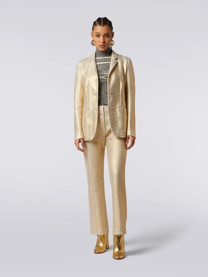 Women Cotton And Viscose Blazer With Zigzag Pattern Gold Missoni Coats and Jackets Women Cotton And Viscose Blazer With Zigzag Pattern Gold Missoni Coats and Jackets