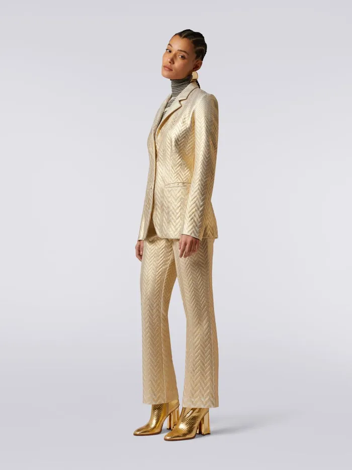 Women Cotton And Viscose Blazer With Zigzag Pattern Gold Missoni Coats and Jackets Women Cotton And Viscose Blazer With Zigzag Pattern Gold Missoni Coats and Jackets