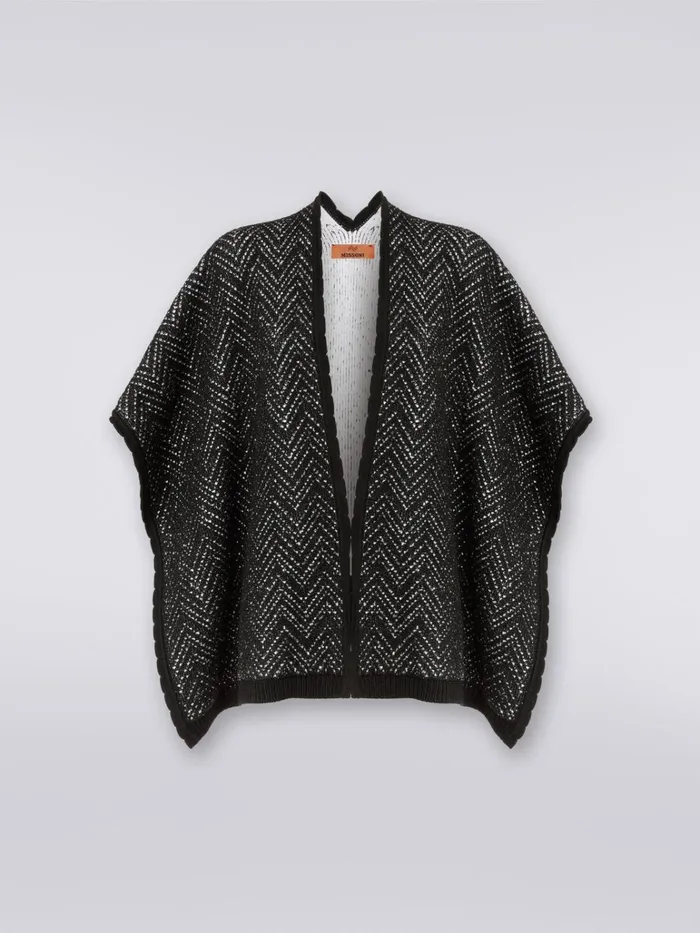 Women Cotton Blend Chevron Cape With Sequins Multicoloured Missoni Coats and Jackets
