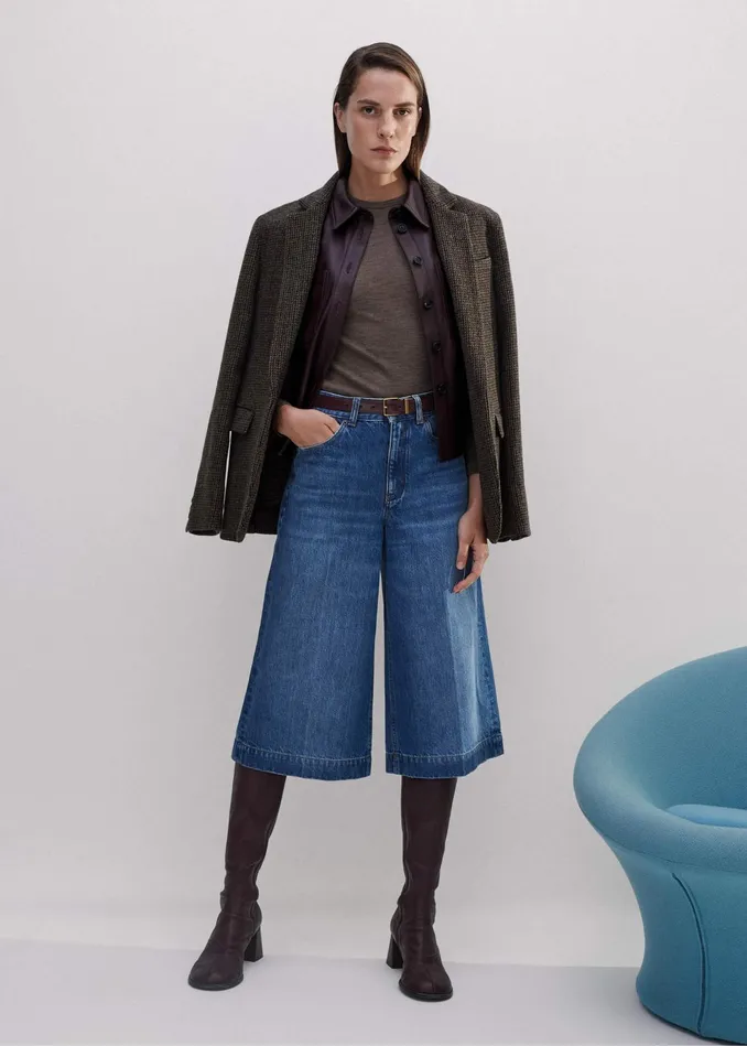 Women Crease Front Denim Culotte Intense Blue MEEM