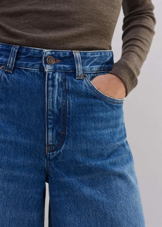 Women Crease Front Denim Culotte Intense Blue MEEM