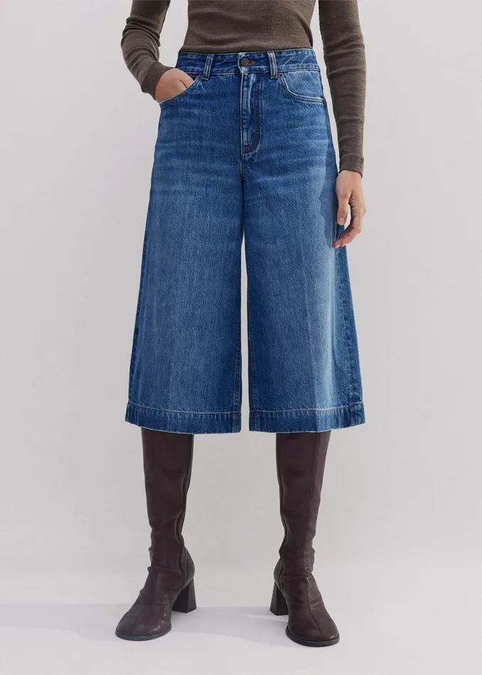 Women Crease Front Denim Culotte Intense Blue MEEM
