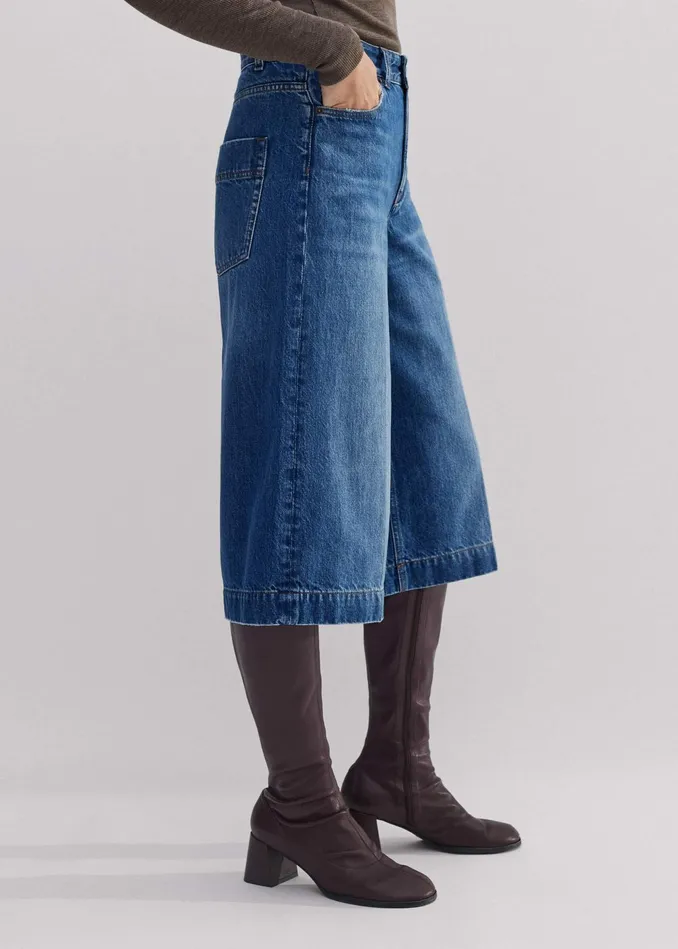 Women Crease Front Denim Culotte Intense Blue MEEM