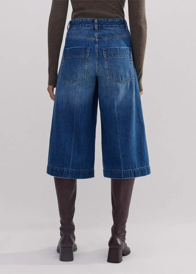 Women Crease Front Denim Culotte Intense Blue MEEM
