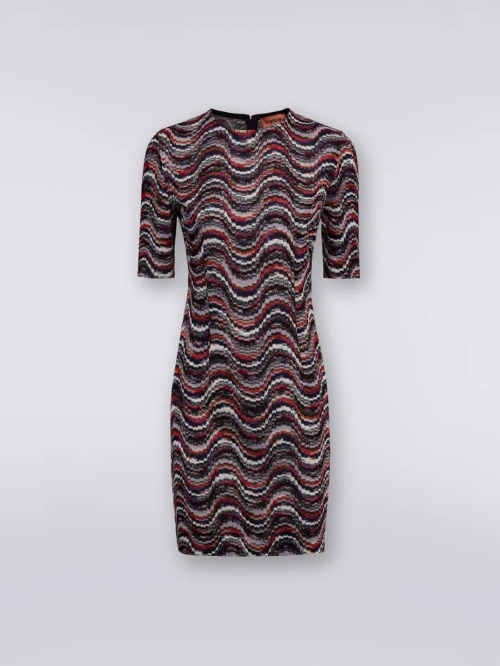 Women CrewNeck Mini Dress In Wavy Viscose With Lurex Multicoloured Missoni Dresses