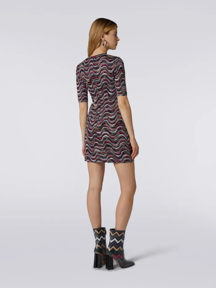 Women CrewNeck Mini Dress In Wavy Viscose With Lurex Multicoloured Missoni Dresses Women CrewNeck Mini Dress In Wavy Viscose With Lurex Multicoloured Missoni Dresses