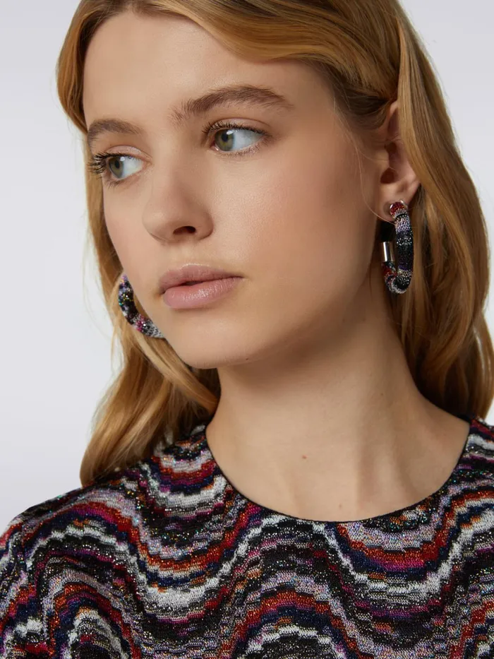 Women CrewNeck Mini Dress In Wavy Viscose With Lurex Multicoloured Missoni Dresses Women CrewNeck Mini Dress In Wavy Viscose With Lurex Multicoloured Missoni Dresses