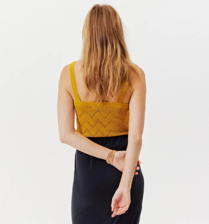 Women Crochet Style Top 8211 Yellow Promod Tops Women Crochet Style Top 8211 Yellow Promod Tops
