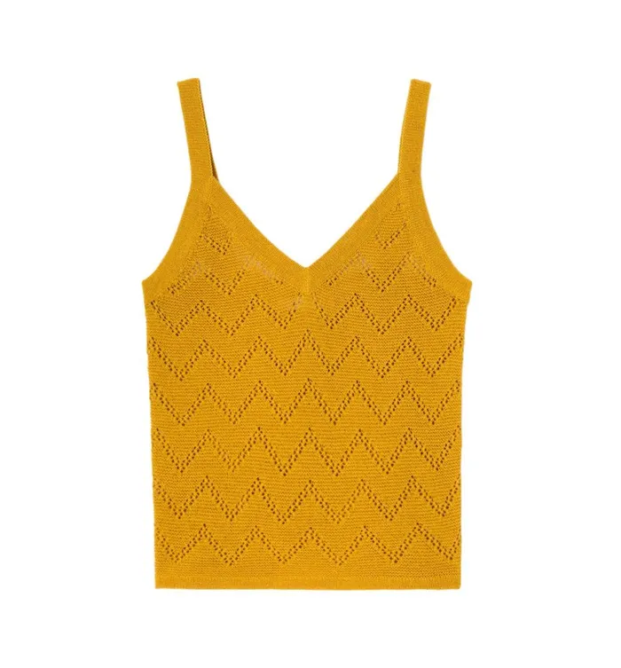 Women Crochet Style Top 8211 Yellow Promod Tops Women Crochet Style Top 8211 Yellow Promod Tops