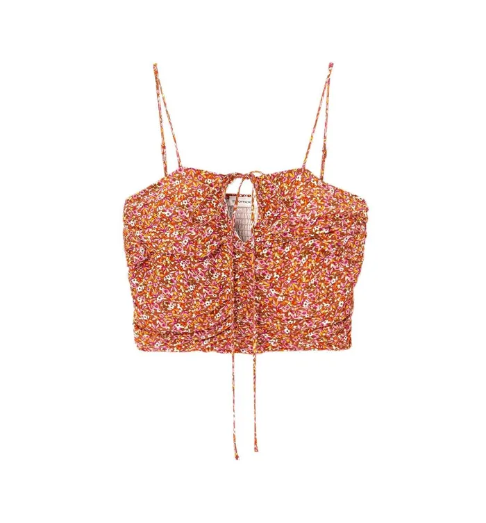 Women Cropped Smocked Top 8211 Multicolour Print Promod Tops Women Cropped Smocked Top 8211 Multicolour Print Promod Tops