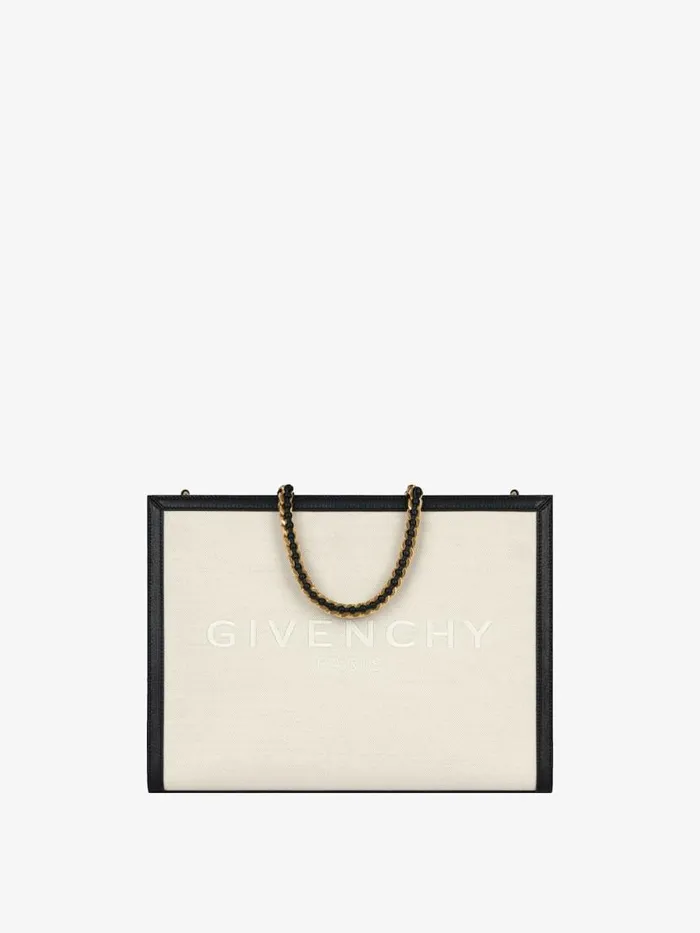 Women Crossbody Bags Givenchy Medium GTote Shopping Bag In Canvas And Leather Natural Beige