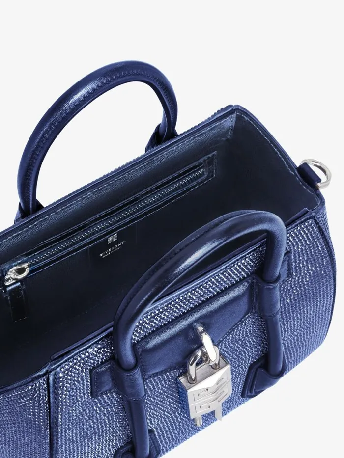 Women Crossbody Bags Givenchy Mini Antigona Lock Bag In Satin With Strass Petrol Blue Women Crossbody Bags Givenchy Mini Antigona Lock Bag In Satin With Strass Petrol Blue