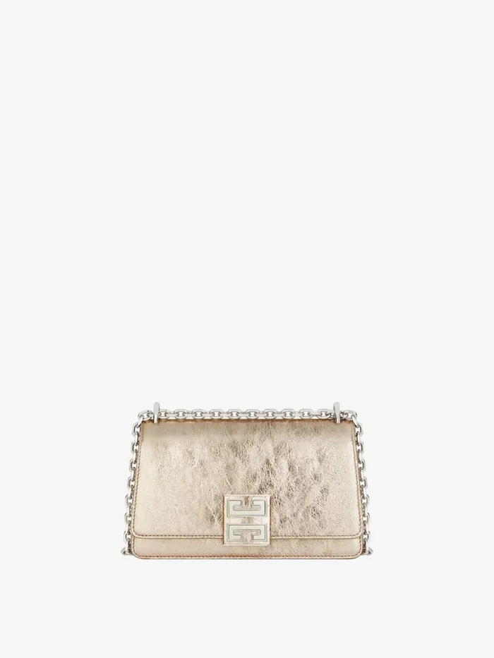 Women Crossbody Bags Givenchy Small 4G Bag In Laminated Leather With Chain Dusty Golden